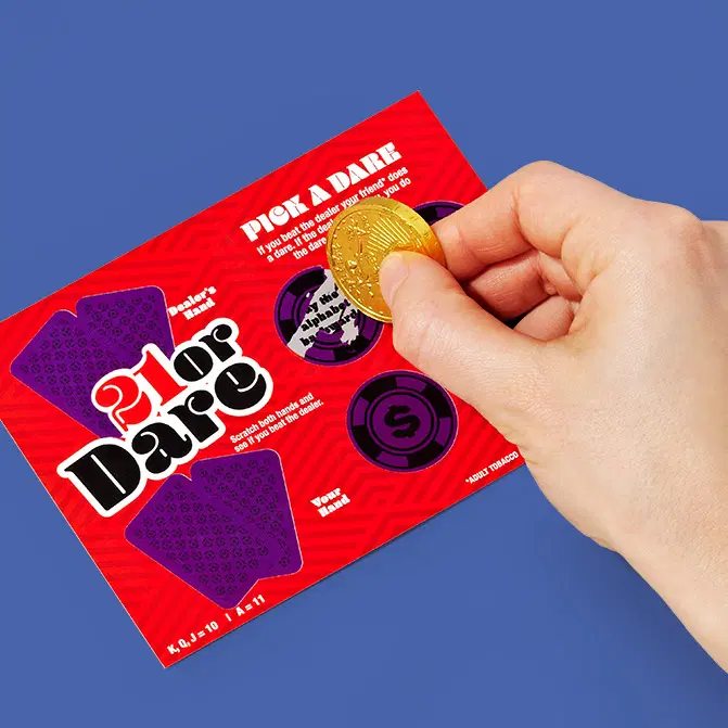 DARE full-color scratch off ticket printed for a youth awareness campaign