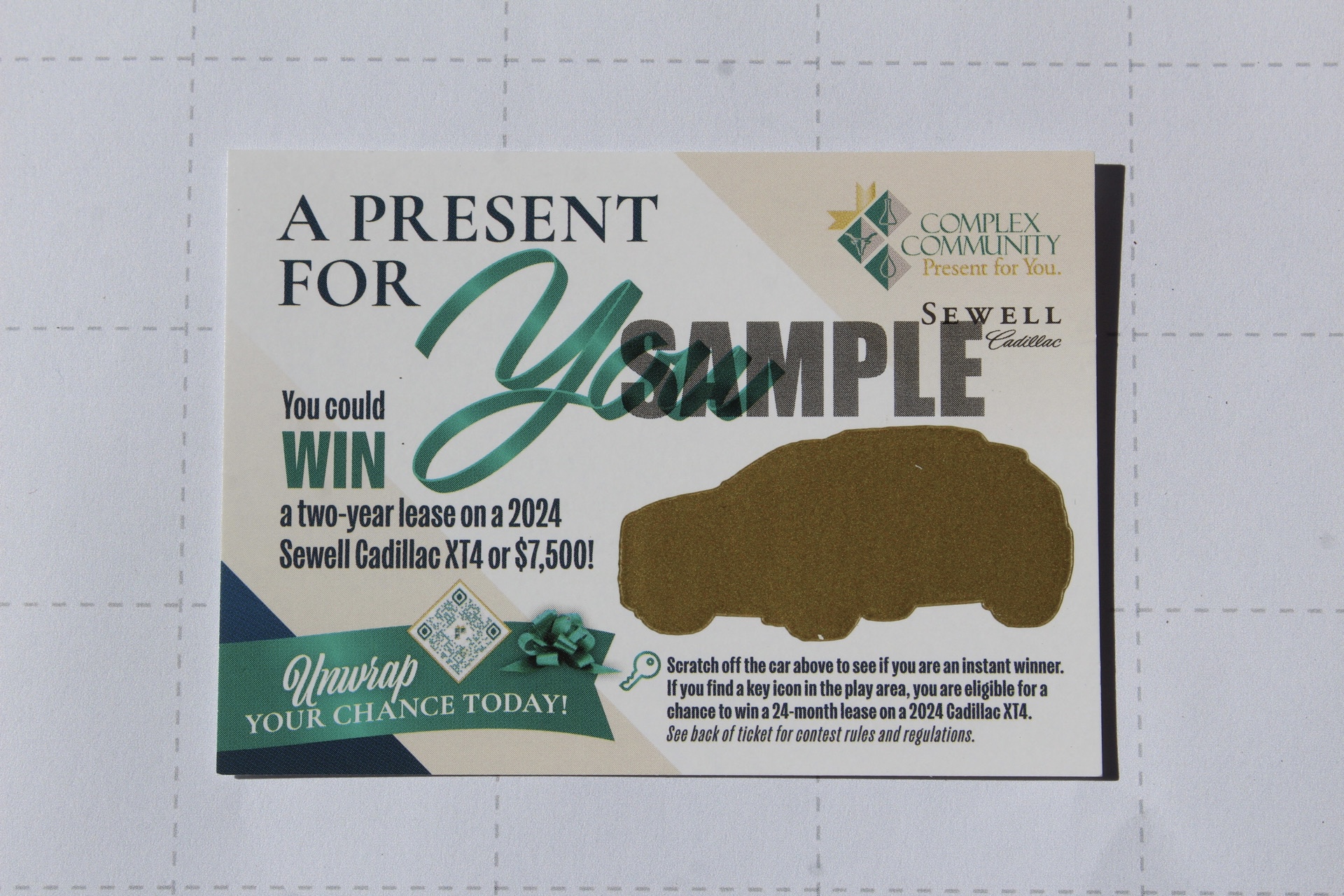 Brewery taproom scratch off card with drink reward reveals