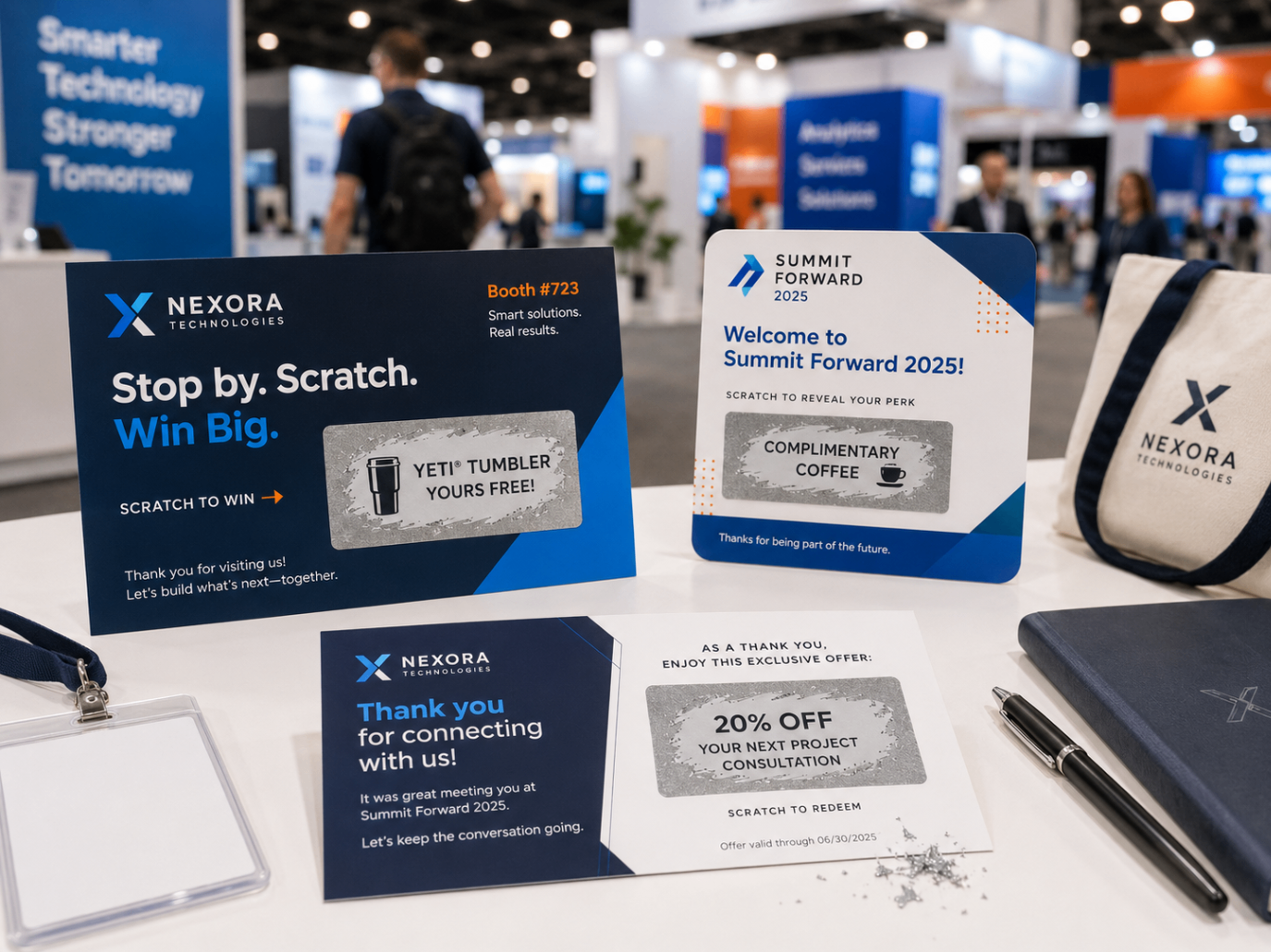 Trade shows, expos & conferences using custom scratch-off cards