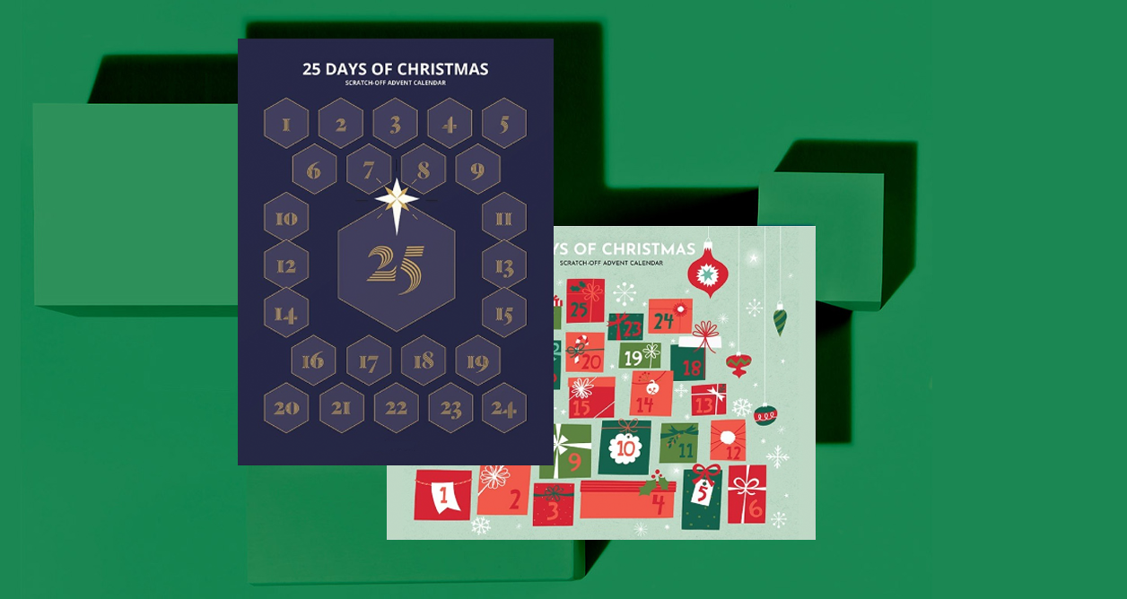 Custom scratch off advent calendar with 25 numbered daily reveals