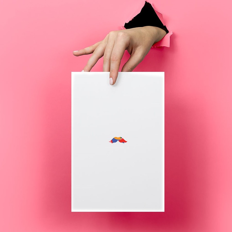 Large Full-Color shown in-hand at 6" × 9" scale