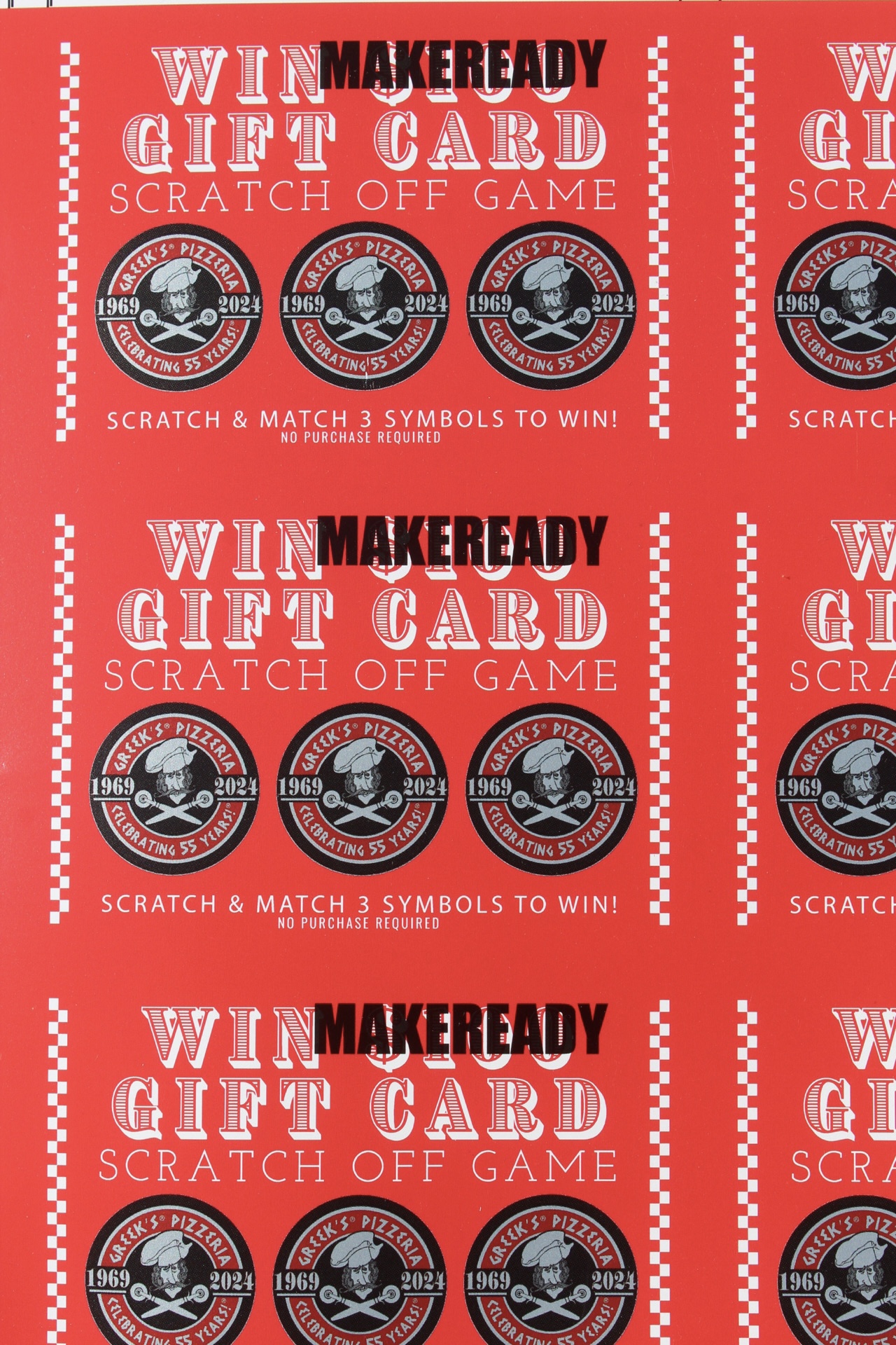Trade show scratch off giveaway card with booth-visit rewards